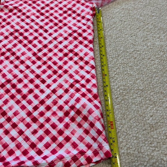 IBKUL Women's Large Gingham Check Print Long Sleeve Mock Neck Red White 1/4 Zip - Picture 10 of 10